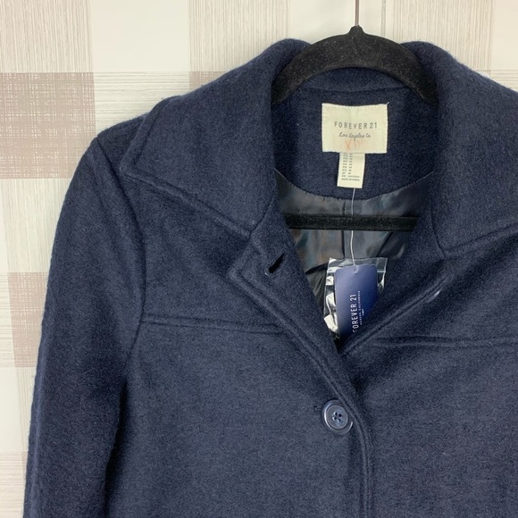 Forever 21 Premium Label Wool Blend Pea Coat Sz M - Picture 2 of 7